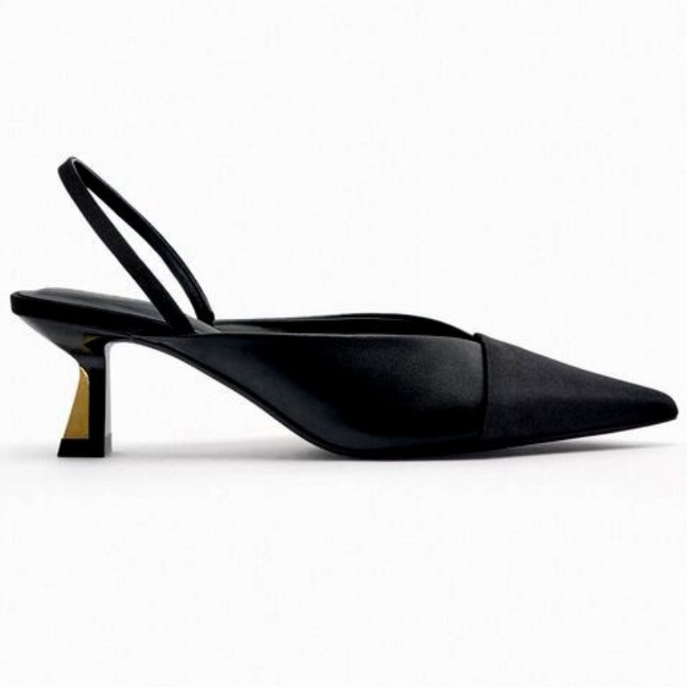 🆕 ZARA HIGH-HEEL SLINGBACK SHOES | ZARA BLACK SLINGBACK